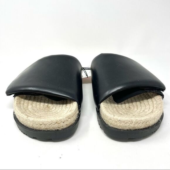Nwt Zara Chunky Espadrille Slides W/ Velcro Puff  Padded Top Strap Size 38/8 - Picture 3 of 7